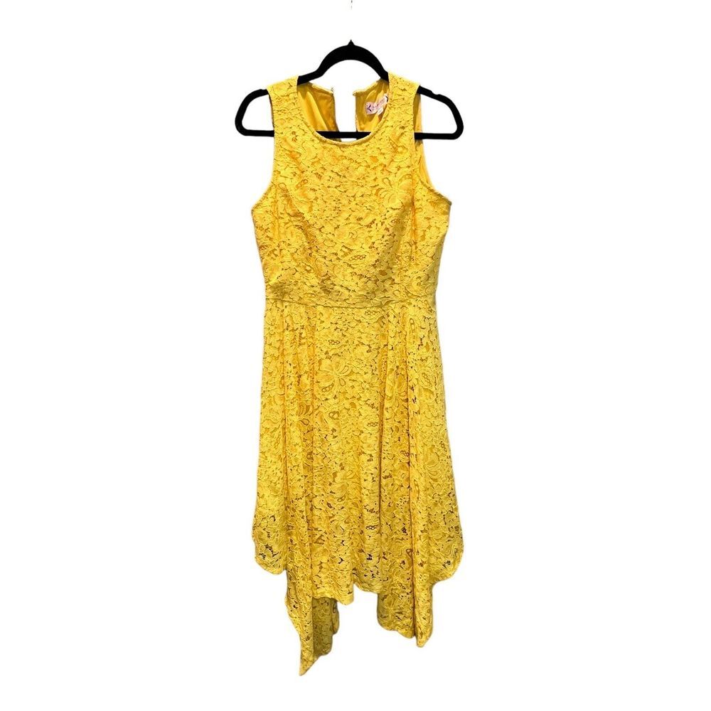 NWT Nanette Lepore Womens 10 Dress‎ Midi Yellow Floral Lace Fit & Flare Lined